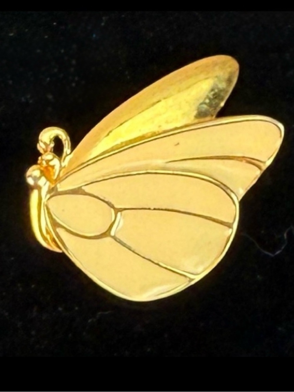 Goldtone vintage Yellow Butterfly Wing Brooch Pin